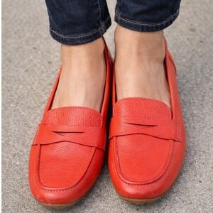 NEW Sofft Allie 7.5M Red Coral Pebbled Leather Penny Loafer Driving Mocs NWOT